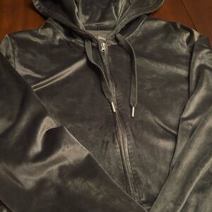 Aerie Charcoal Velvet Zip-Up Hoodie